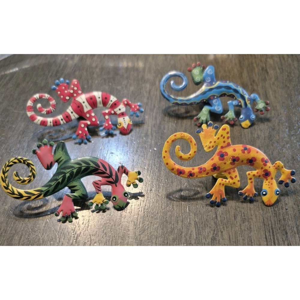 Set Of 4 Gecko Magnets.‎ Colorful, Springs